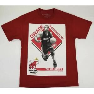 Miami Heat Dwayne Wade T Shirt Mens Size L Red The Forest Lab Graphic B8